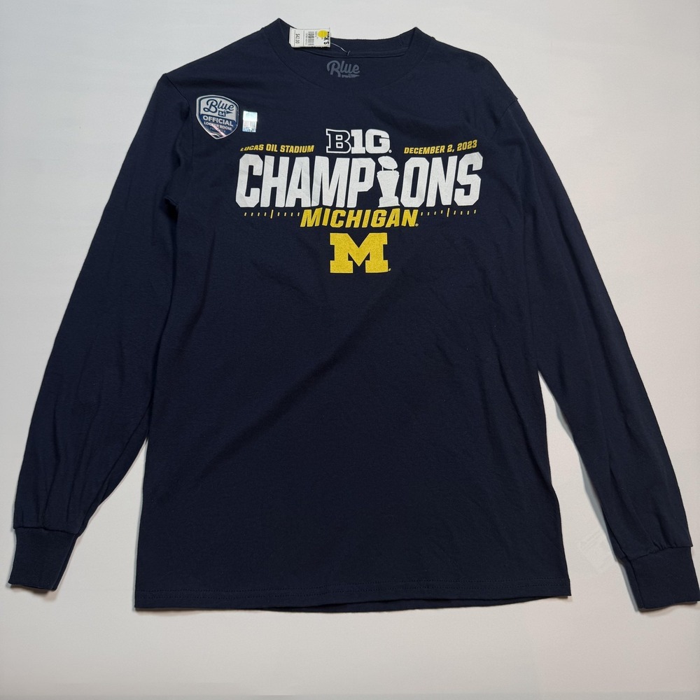 Michigan Wolverines Shirt Mens Small Blue NCAA Football B1G Champions Blue 84‎